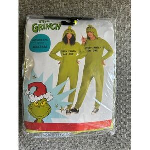 The Grinch Costume Adult S M Zipster One Piece Hooded Green